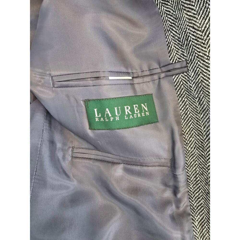 Lauren RalphâLauren Gray Herringbone Wool Blazer Men's 40S Classic Tweed Preppy - Picture 6 of 8